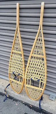 Vintage Faber Safesport Wooden Snow Shoes Made In Canada Snowshoes Cabin Decor  • $149.99