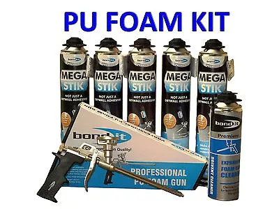 £55 • Buy Pu Adhesive Foam Plasterboard Kit - 5 Cans 750mlprofessional Gun + Gun Cleaner