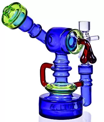 COOL 7  Sidecar RECYCLER Bong THICK Glass Water Pipe DOUBLE Chamber Hookah *USA* • $108.25