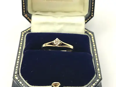 9ct Gold Diamond Solitaire Vintage Ring - Size Q • £125