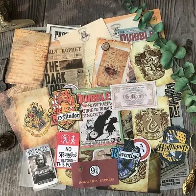 Harry Potter Hogwarts Vintage Junk Journal Kit Pack Card Journal Scrapbook • $9.99