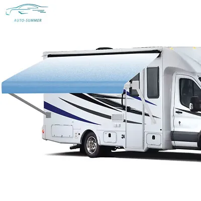 RV Awning Replacement Fabric Camper 9-20 Feet Weatherproof Vinyl Blue/Gray Fade • $57.05