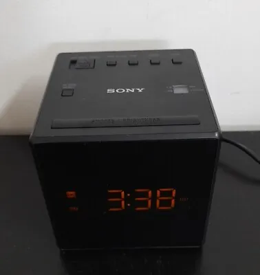 Retro Sony ICF-C1 FM / AM Cube Black Alarm Clock Radio LCD Display • $25