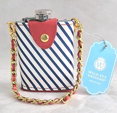 WILD EYE DESIGNS Mini Flask Red White & Blue 3 Oz. Stainless Steel • $13.99