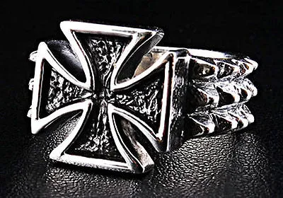 Thorn Maltese Iron Cross Solid 925 Sterling Silver Mens Ring Biker Band New Nr • $48