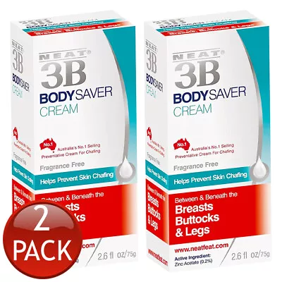 2 X Neat 3B Body Saver Cream Prevents Sweat Rash Skin Chafing Legs Buttocks 75g • $44.49