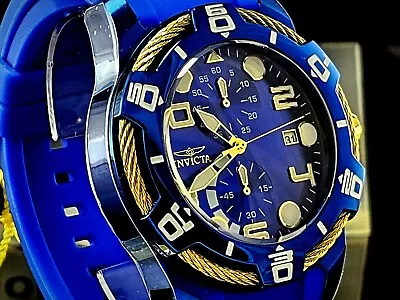 Invicta Men's 50mm Bolt Quartz Chronograph Silicone Band Watch Blue/Yellow 40724 • $0.99