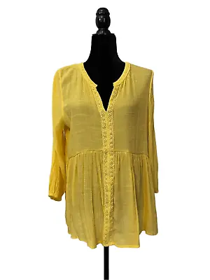 £9.71 • Buy Counterparts Canary Yellow Peasant Top -L