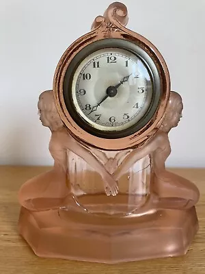 Walther & Sohne Pink Art Deco Clock With Kneeling Ladies “Windsor” • £55