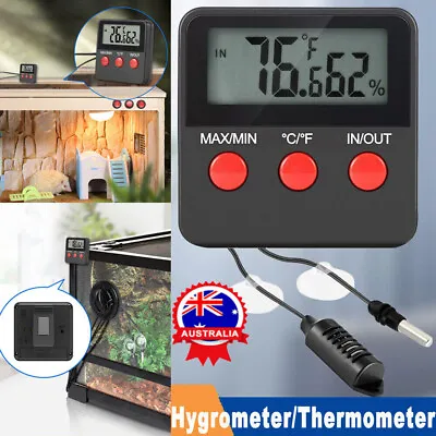 Digital Thermometer Hygrometer Humidity Meters W/ Probe For Egg Incubator AU • $21.29