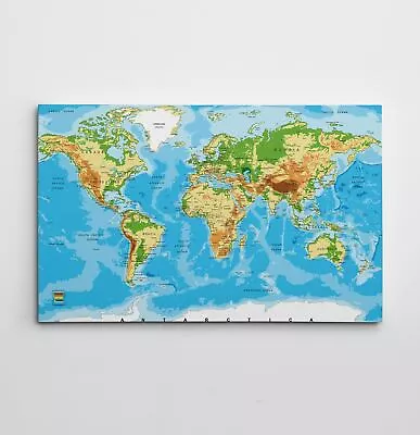 World Map Canvas Art : Large Size : By APE CANVAS Home Decor #C101 • $225