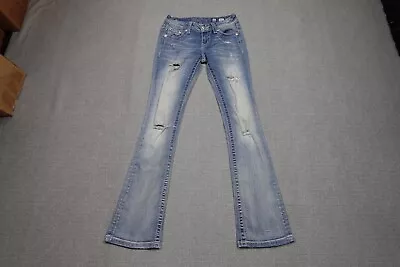 Miss Me Jeans Women 26x32 Blue Slim Bootcut Light Wash Western Cowgirl Stretch • $29.97