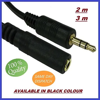 1m -15m 3.5mm Jack Extension Cable Lead Stereo Plug To Socket AUX Headphone GOLD • £3.02