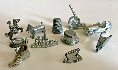 Lot Of 10 Monopoly TOKENS Pieces Shoe Iron Hat Dog Battleship Horse Rider • $3.99