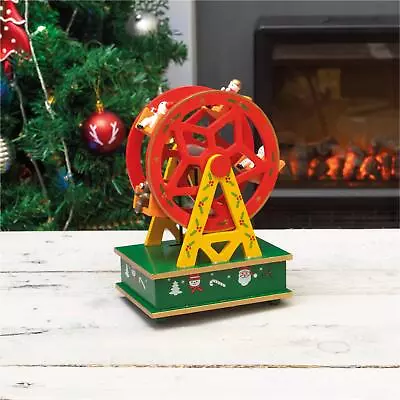 Musical Ferris Wheel Christmas Decoration Wind Up Ornament Santa • £20.92