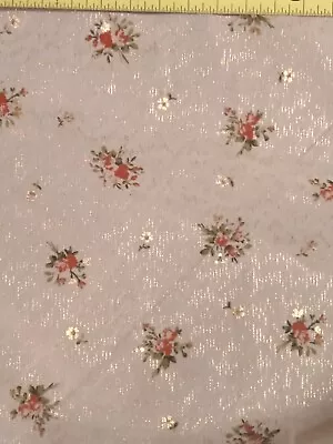 2 Yds X 60  Semi-sheer Floral Fabric Gold Metallic Accents Retro JoAnn Exclusive • £11.57