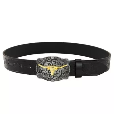 Longhorn Bull Belt Cowboy Belts For Men Western Buckle Belt Vintage Western Belt • £11.06