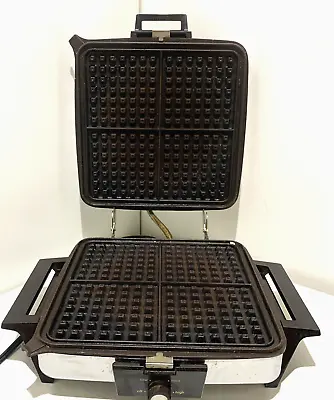Vintage Holiday Waffle Iron Toastmaster  Maker Griddle 269 Chrome Reverse Works • $99.99