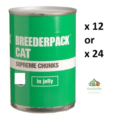 £18.99 • Buy BREEDERPACK CAT SUPREME CHUNKS IN JELLY VARIETY PACK Wet Food - 12 Or 24 Tins