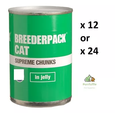 £18.99 • Buy BREEDERPACK CAT SUPREME CHUNKS IN JELLY VARIETY PACK Wet Food - 12 Or 24 Tins
