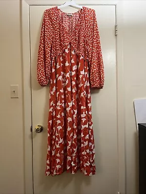 Diane Von Furstenberg Spring Maxi Size Large Coastal Vacation Orange And White • $65