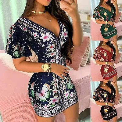 $48.14 • Buy Casual Dresses For Teens Women's Fashion Floral PrintDeep V Neck Work Dress