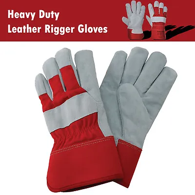Canadian Thick Leather Rigger Safety Work Gardening Gloves Heavy Duty Gauntlet  • £195