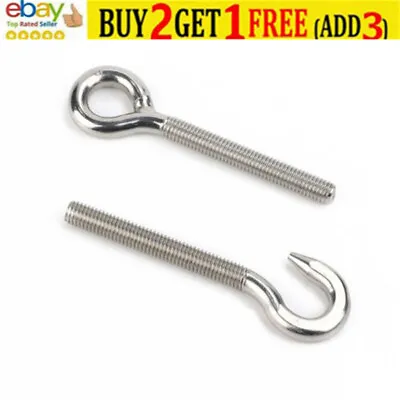 M4 M10 304 Stainless Steel Lifting Eye Bolts Hook Screw Bolt Stock SteelCO • £2.62