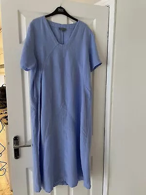 SAHARA Ladies 100% Linen Dress  Size 3 Blue • £29