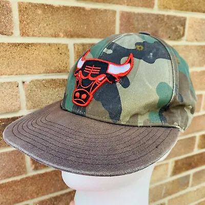 ADIDAS Chicago Bulls Camo Embroidered Baseball Cap / Hat - Adjustable • £13.95