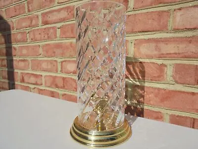 Waterford Crystal & Brass Wyndham Hurricane Candle Lamp W Brass Base Excellent • $99.99