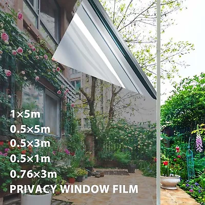 Mirror Window Film One Way Reflective Privacy Sticky Back Glass Tint UV Insulate • £8.59