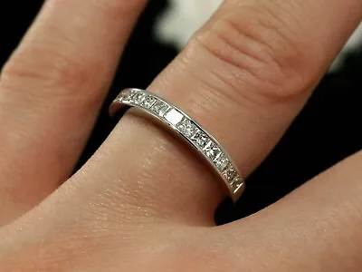 14k White Gold Plated 2Ct Princess Lab Created Diamond Half Eternity Ring • $95.99