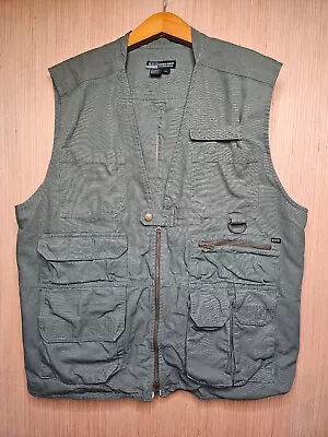 5.11 Tactical Fast Tac Vest Mens Extra Large Green Safari Photography 2 Way Zip • $49