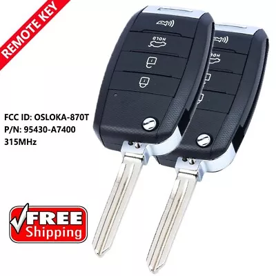 2X For Kia Forte 2014 2015 2016 Flip Remote Key Fob FCC- OSLOKA-870T 95430-A7400 • $31.74