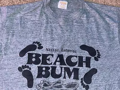 Vtg 70s 80s M Nassau Bahamas Beach Bum Vacation Surf Rayon Triblend Shirt • $24