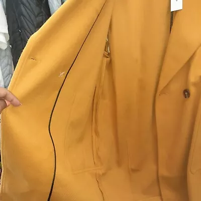 TOPSHOP Carly Coat Mustard Yellow Jacket With Oversized Pockets Women's New • $41