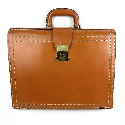 Vintage Carlton Briefcase Split Cow Hide British Tan Brown Leather Case • $129.95