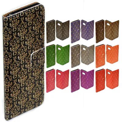 For Huawei Series - Gold Damask Print Flip Case Wallet Mobile Phone Cover #1 • $13.98