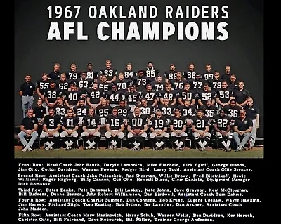Oakland Raiders - 1967 AFL Champions 8x10 Color Photo • $6.99