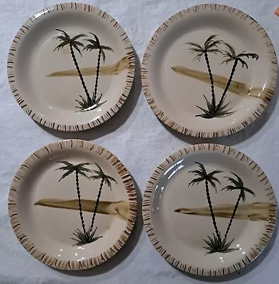 Lot/4 Mulberry Home Collection Palm Tree Supper Dinner Plates Hand Painted • $16.99