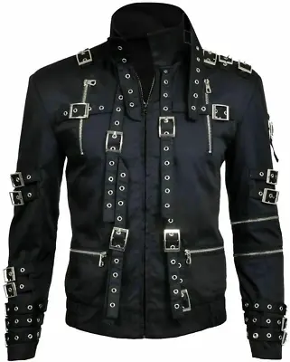 Men's Michael Jackson Bad Concert King Of Pop Black Cotton Belted Daily Jacket • $32