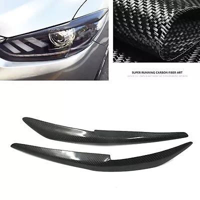 Carbon Fiber Headlight Eyelid Eyebrow Trim For 2014-2016 2015 Mazda 6 Atenza • $32.69