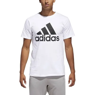 Adidas Short Sleeve Badge Of Sport Tee White / Black Crew Neck T-Shirt • $13.99
