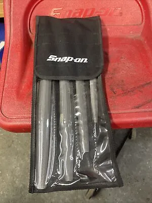 $100 • Buy For Snap On Tool Red 4pc Instinct Handle Hard  Grip Mixed File Set SGFHR104 Red