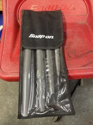 $100 • Buy For Snap On Tool Red 4pc Instinct Handle Hard  Grip Mixed File Set SGFHR104 Red