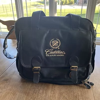 Vintage Cadillac Black Leather Duffle Bag “The Luxury Leaders” Very Roomy • $65