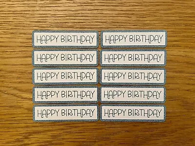 £2.79 • Buy 10x Blue Glitter Happy Birthday Card Toppers Sentiments Banners