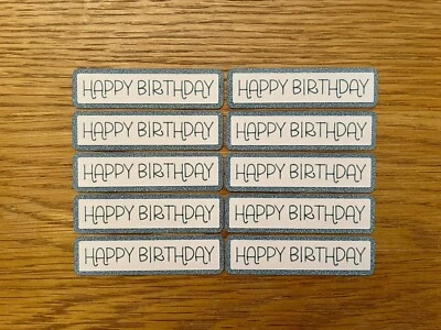 £2.79 • Buy 10x Blue Glitter Happy Birthday Card Toppers Sentiments Banners