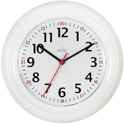 Acctim Wexham Wall Clock Quartz 12 / 24 Hour Dial White 22cm • £10.95